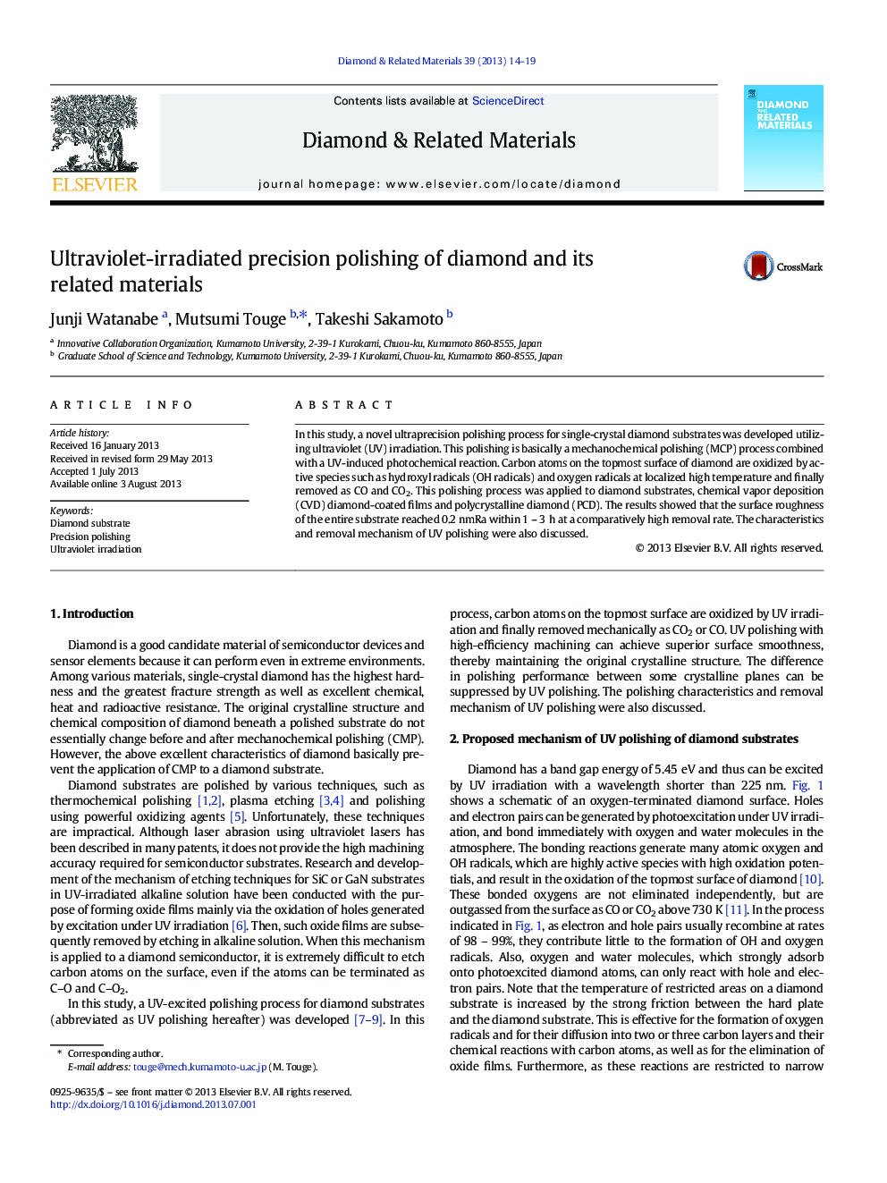 Ultraviolet-irradiated precision polishing of diamond and its related materials