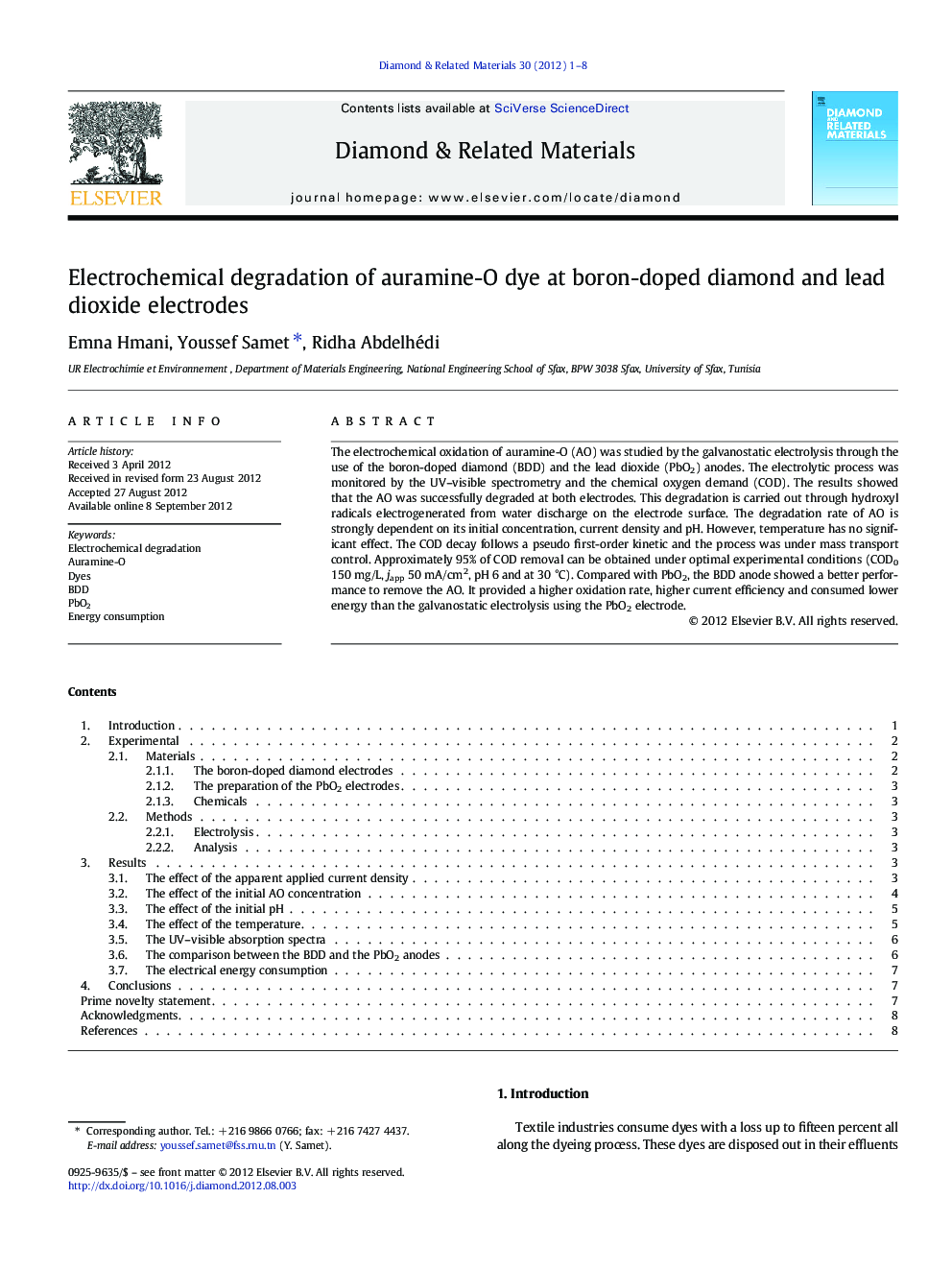 Electrochemical degradation of auramine-O dye at boron-doped diamond and lead dioxide electrodes