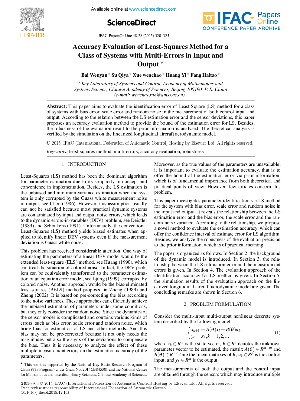 Accuracy Evaluation of Least-Squares Method for a Class of Systems with Multi-Errors in Input and Output*