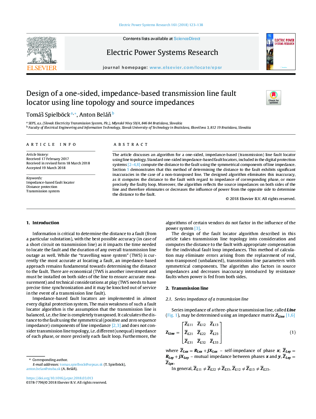 Design of a one-sided, impedance-based transmission line fault locator using line topology and source impedances