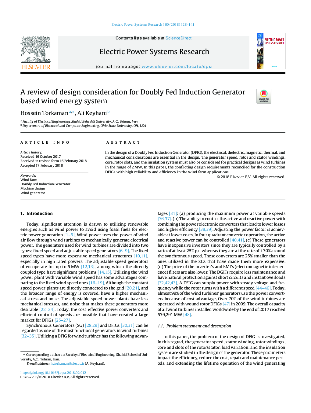 بررسی انرژی مورد نظر در مورد سیستم انرژی باد مبتنی بر ژنراتور دیود باردار 