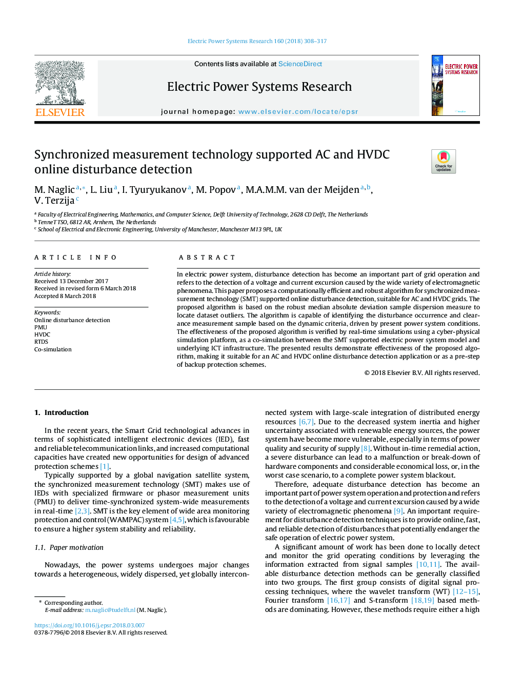 Synchronized measurement technology supported AC and HVDC online disturbance detection