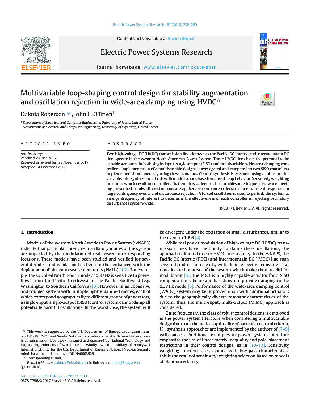Multivariable loop-shaping control design for stability augmentation and oscillation rejection in wide-area damping using HVDC