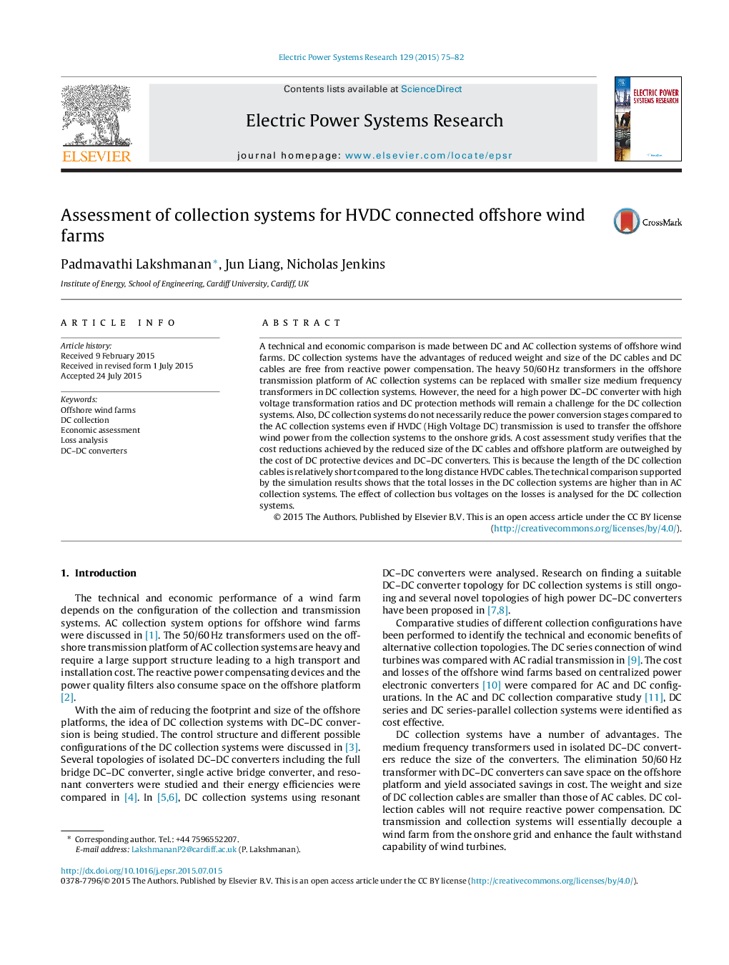 Assessment of collection systems for HVDC connected offshore wind farms