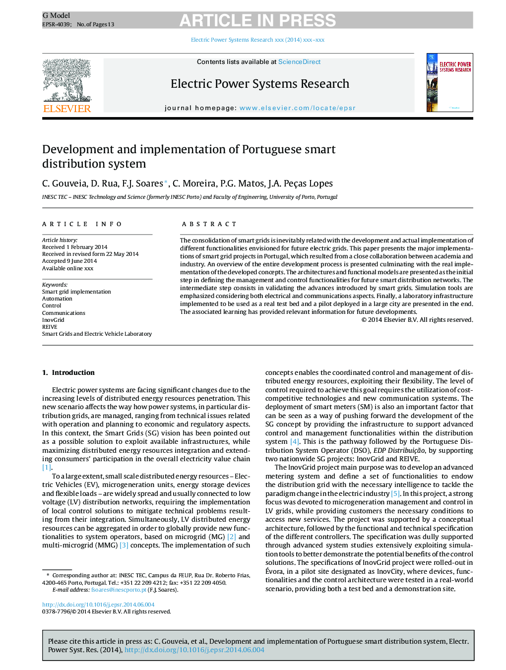 Development and implementation of Portuguese smart distribution system