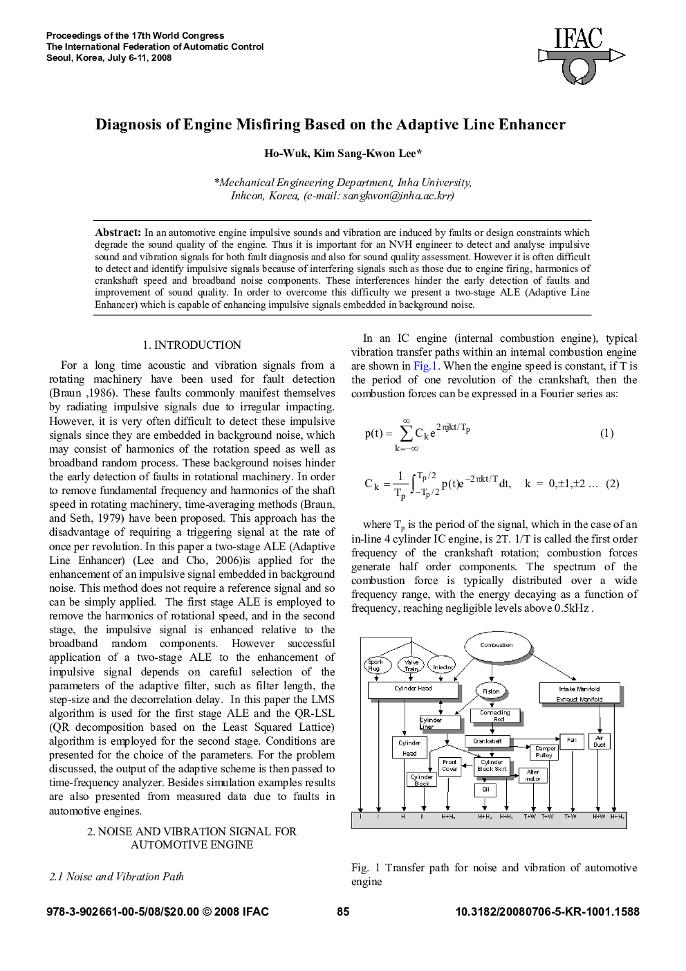 Diagnosis of Engine Misfiring Based on the Adaptive Line Enhancer