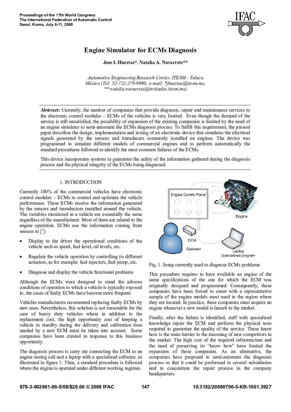 Engine Simulator for ECMs Diagnosis