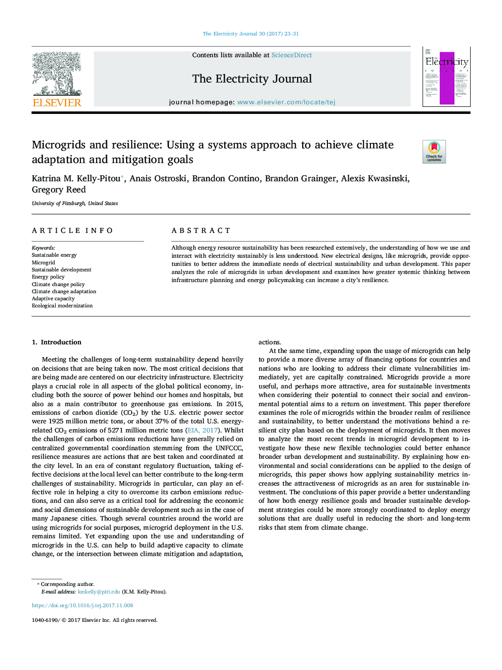 Microgrids and resilience: Using a systems approach to achieve climate adaptation and mitigation goals