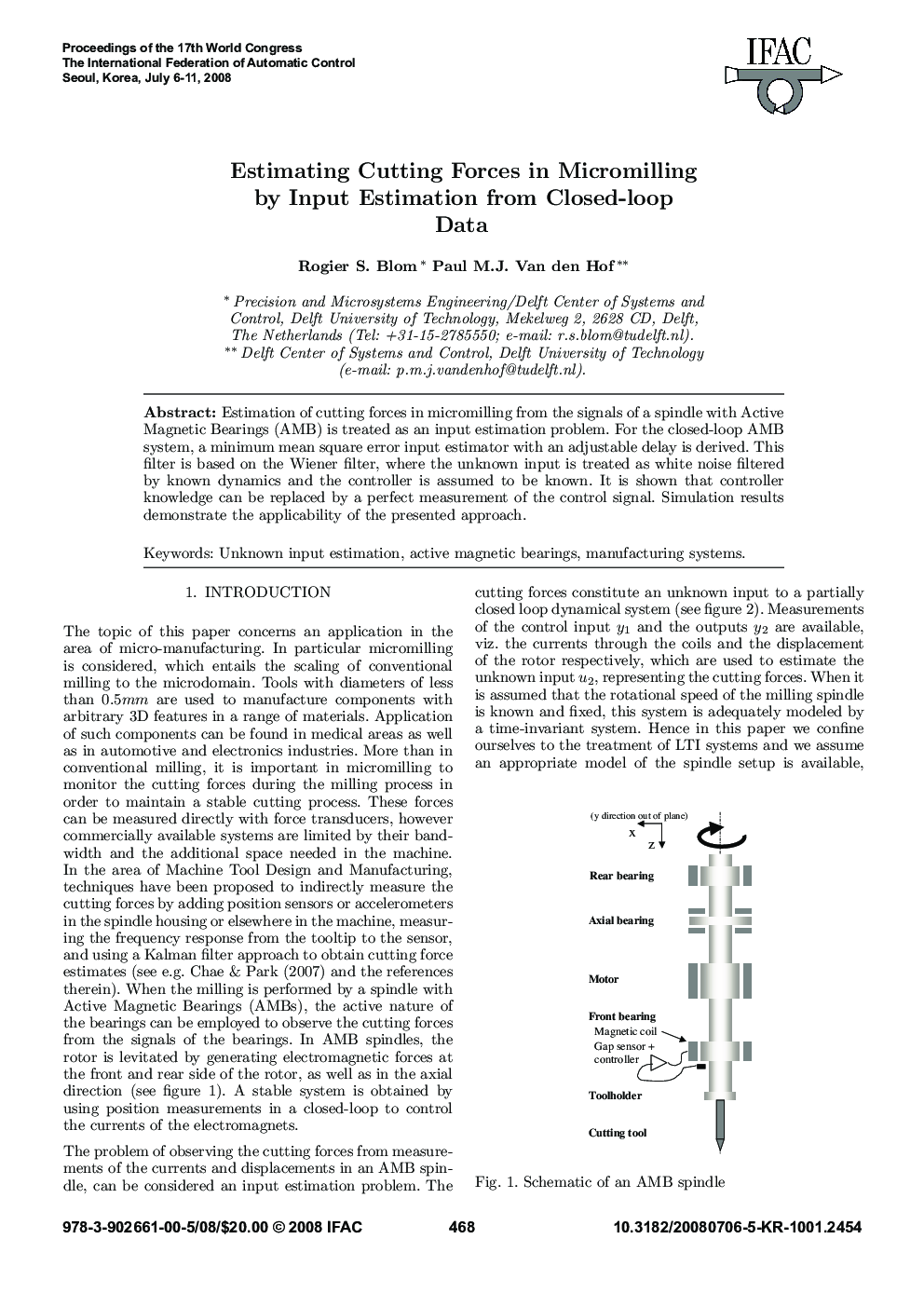 Estimating Cutting Forces in Micromilling by Input Estimation from Closed-loop Data