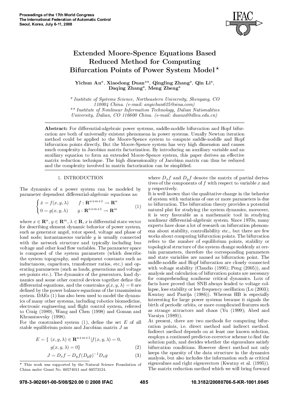 عکس صفحه اول مقاله: Extended Moore-Spence Equations Based Reduced Method for Computing Bifurcation Points of Power System Model Extended Moore-Spence Equations Based Reduced Method for Computing Bifurcation Points of Power System Model