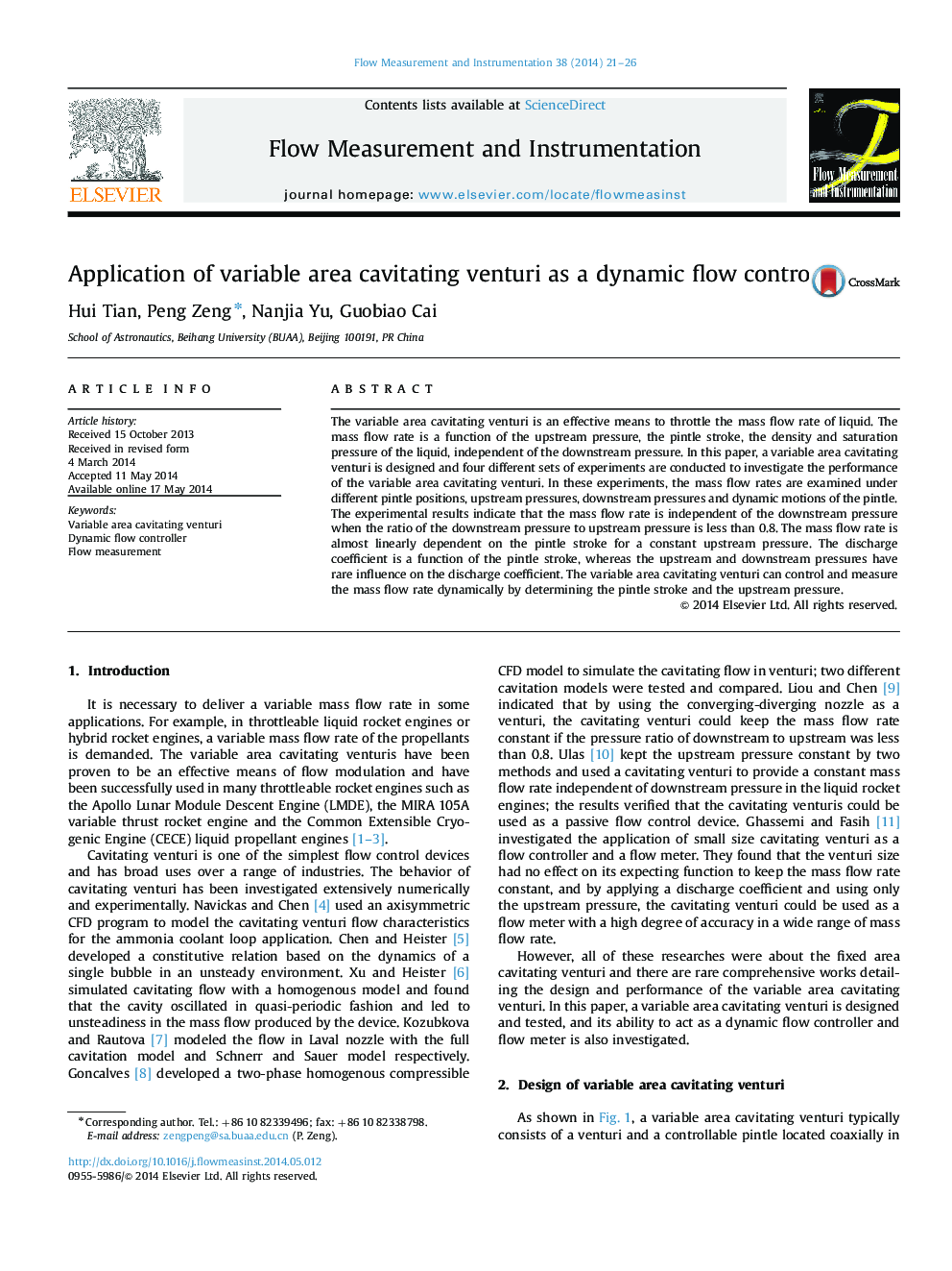 Application of variable area cavitating venturi as a dynamic flow controller