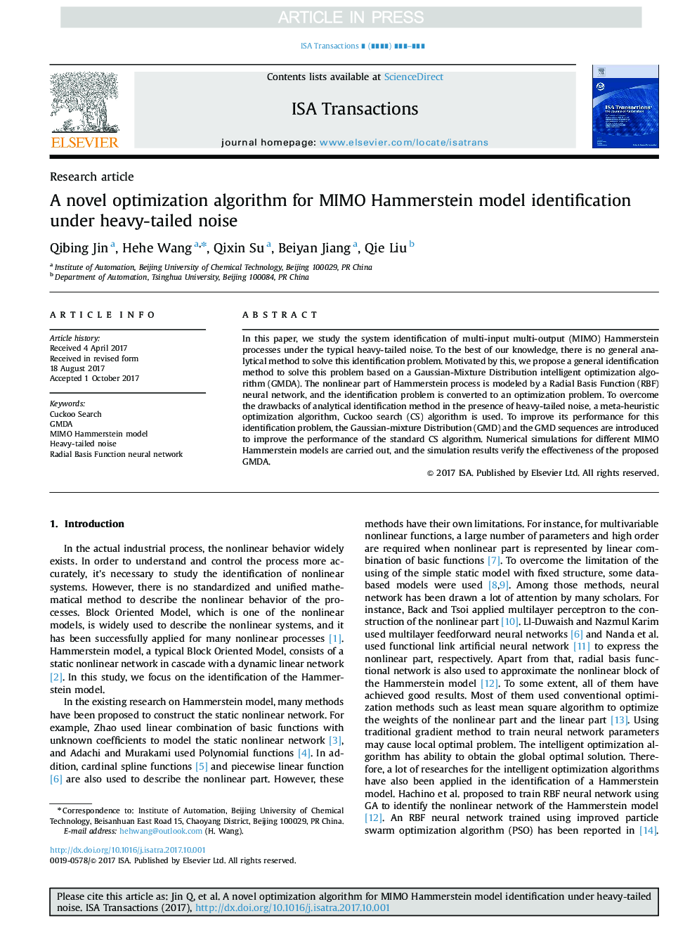 A novel optimization algorithm for MIMO Hammerstein model identification under heavy-tailed noise