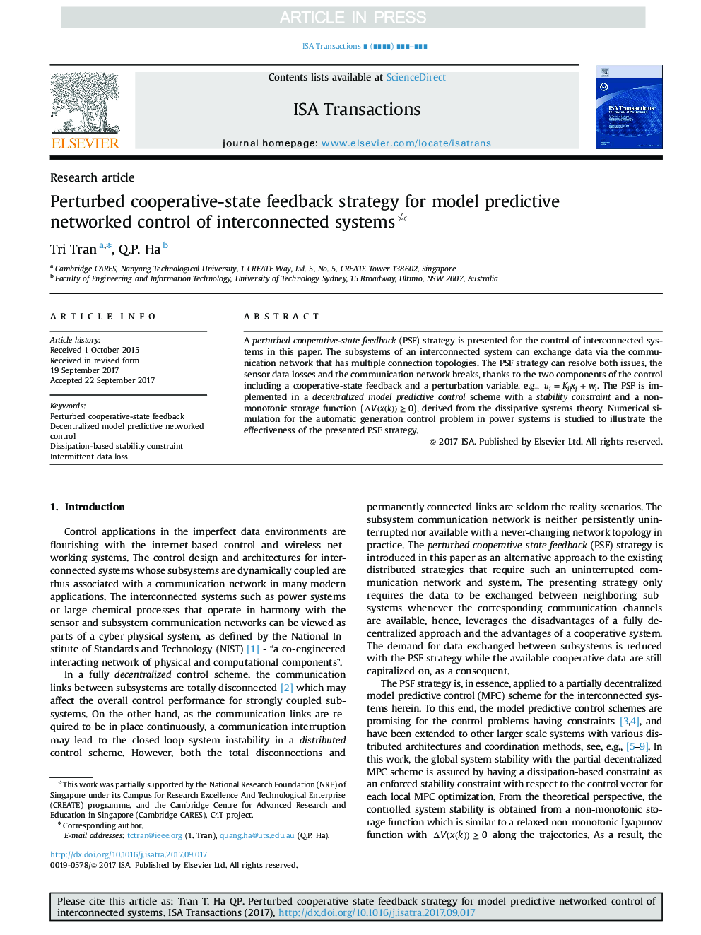 Perturbed cooperative-state feedback strategy for model predictive networked control of interconnected systems