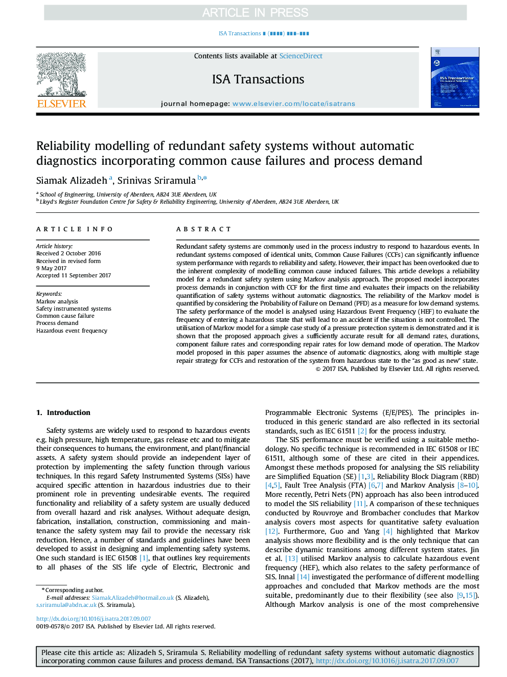 Reliability modelling of redundant safety systems without automatic diagnostics incorporating common cause failures and process demand