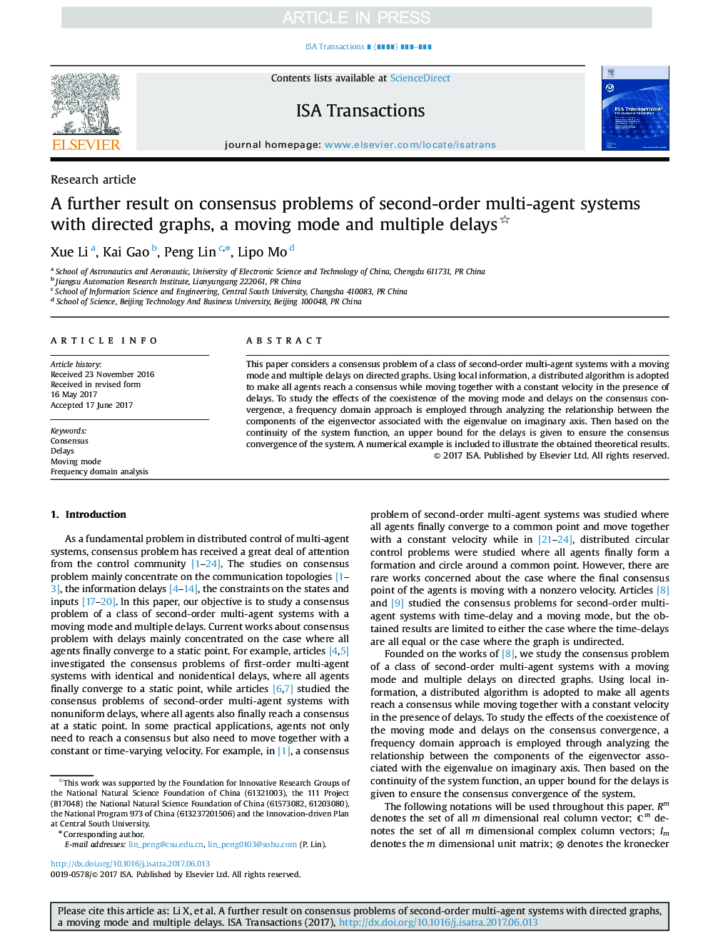 A further result on consensus problems of second-order multi-agent systems with directed graphs, a moving mode and multiple delays