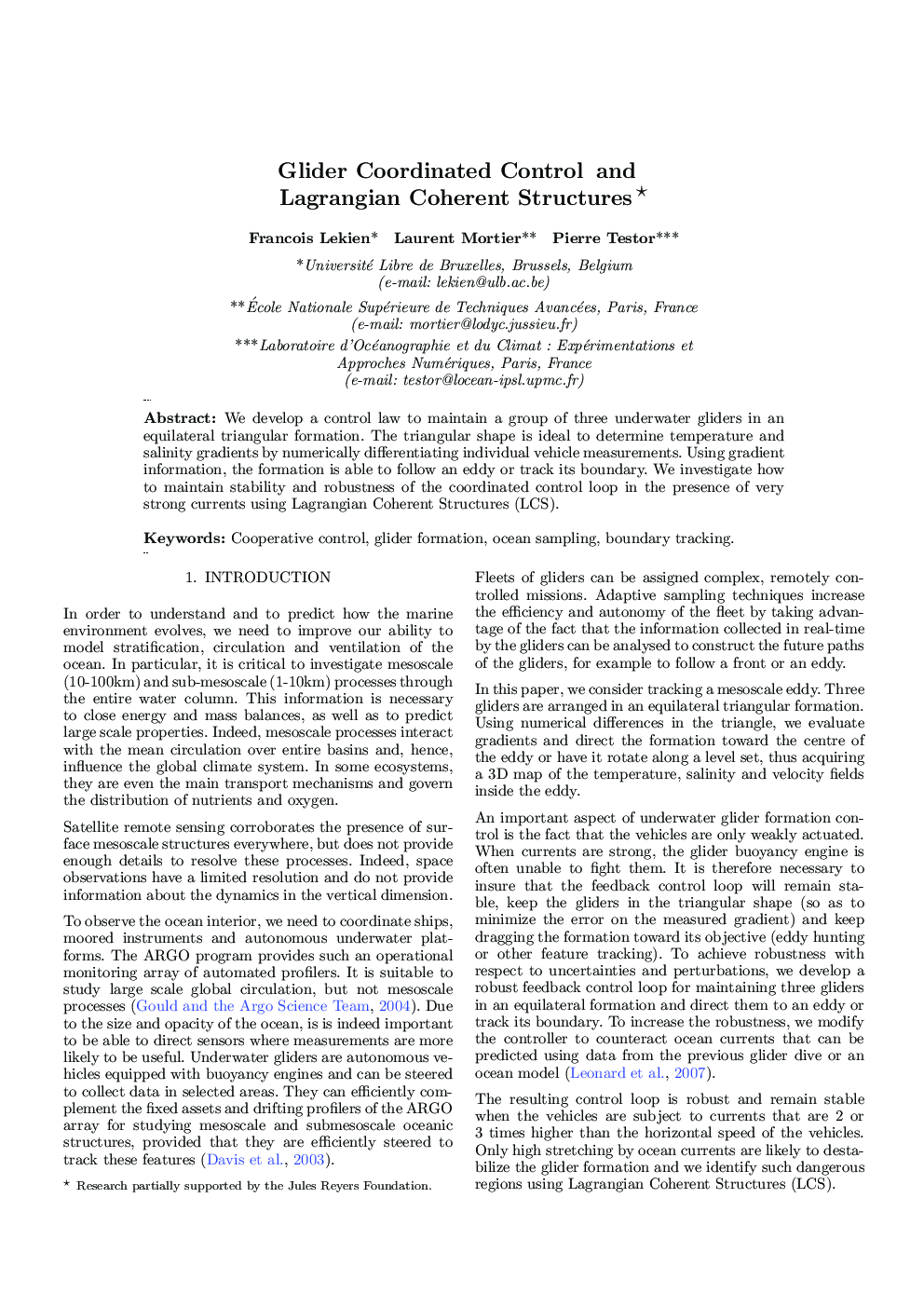 Glider Coordinated Control and Lagrangian Coherent Structures*