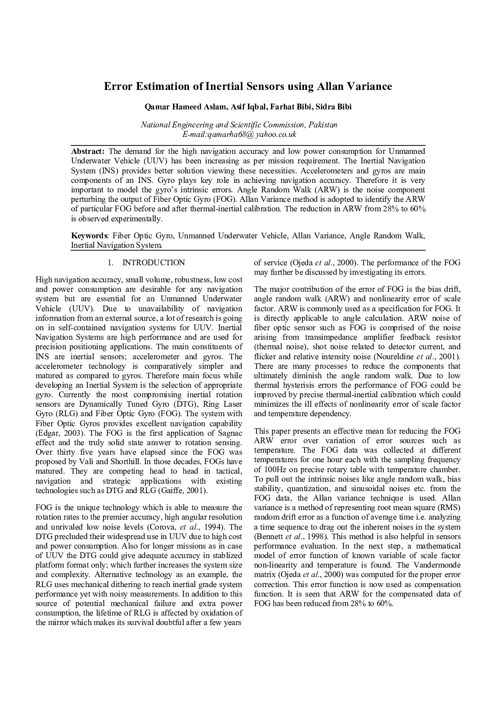 Error Estimation of Inertial Sensors using Allan Variance