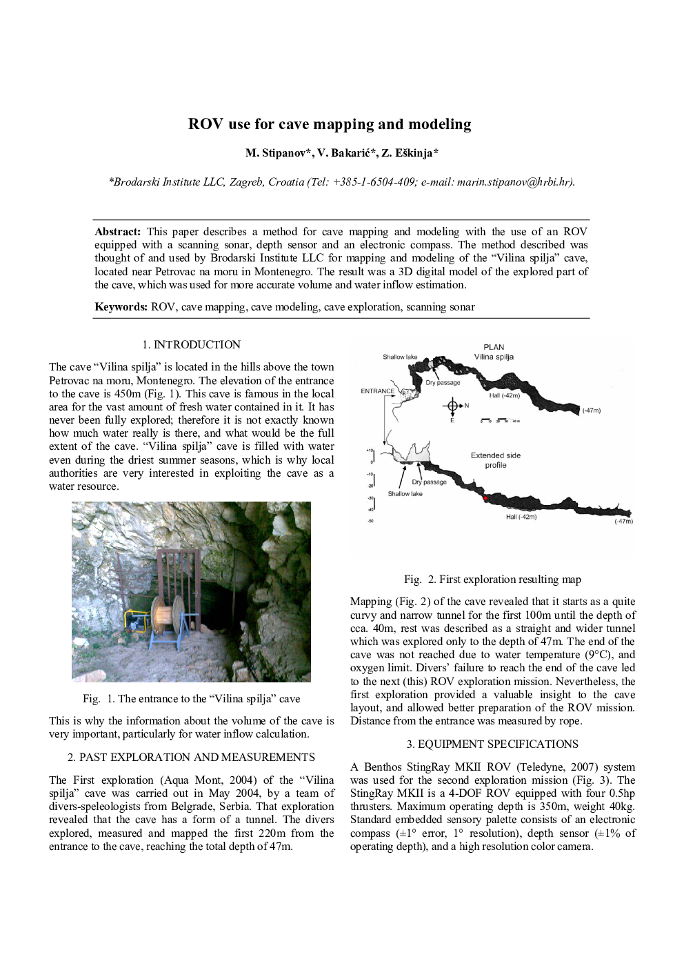 ROV use for cave mapping and modeling