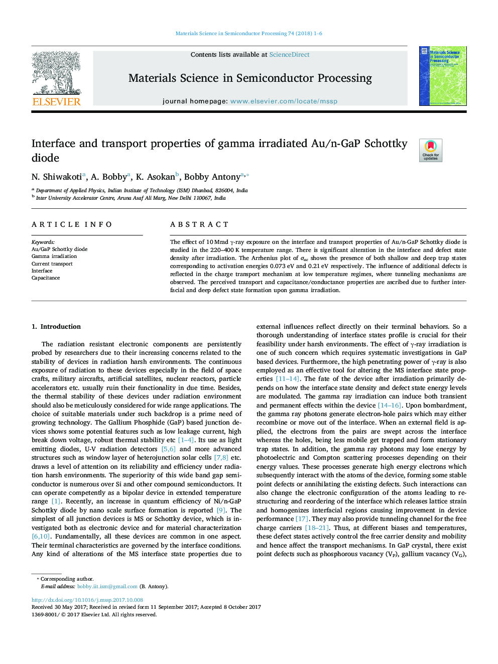 Interface and transport properties of gamma irradiated Au/n-GaP Schottky diode