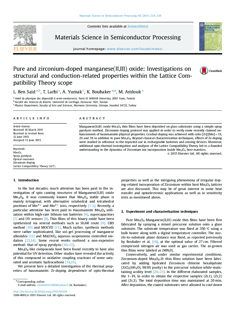 Pure and zirconium-doped manganese(II,III) oxide: Investigations on structural and conduction-related properties within the Lattice Compatibility Theory scope