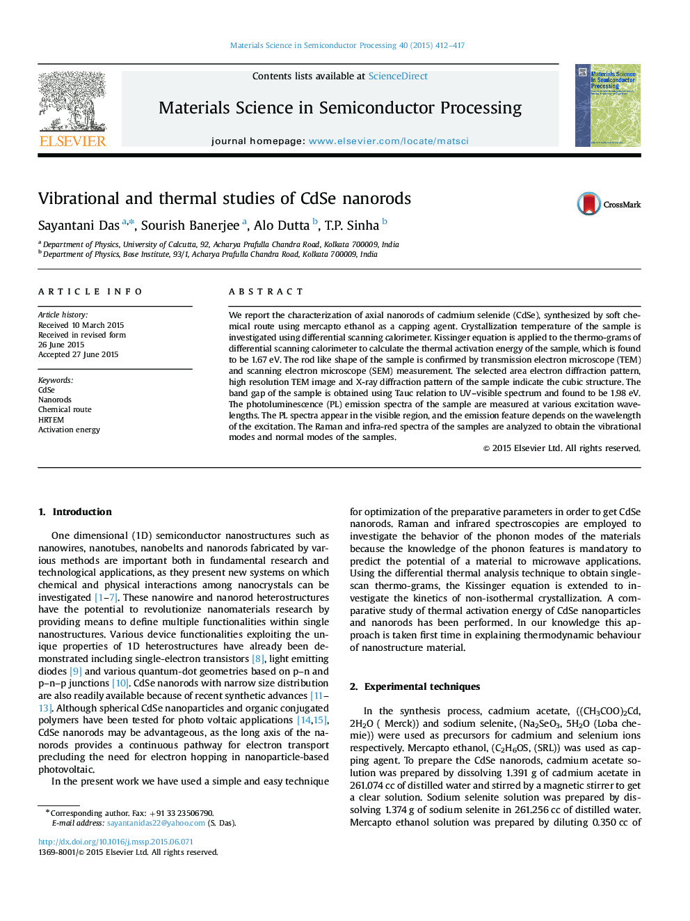 Vibrational and thermal studies of CdSe nanorods