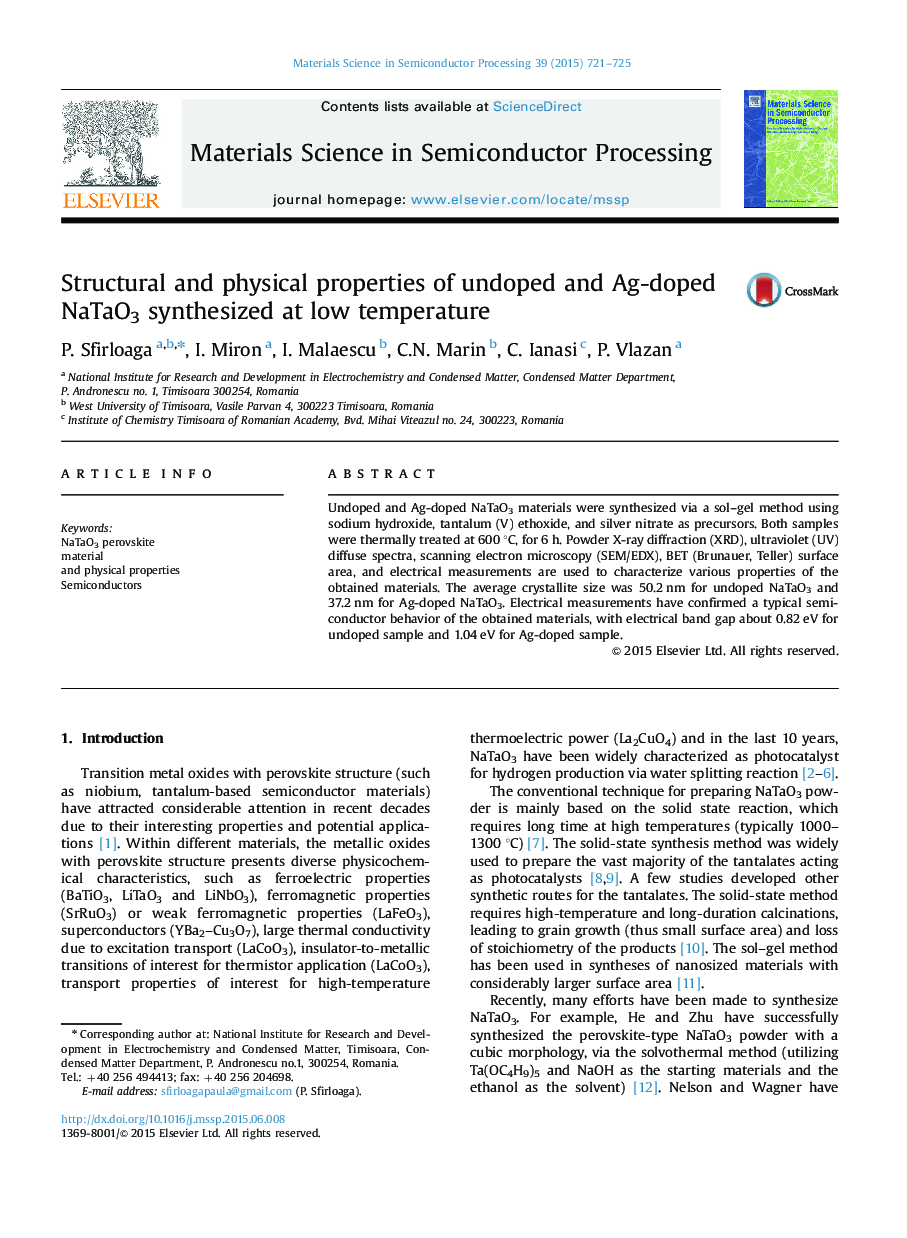 Structural and physical properties of undoped and Ag-doped NaTaO3 synthesized at low temperature