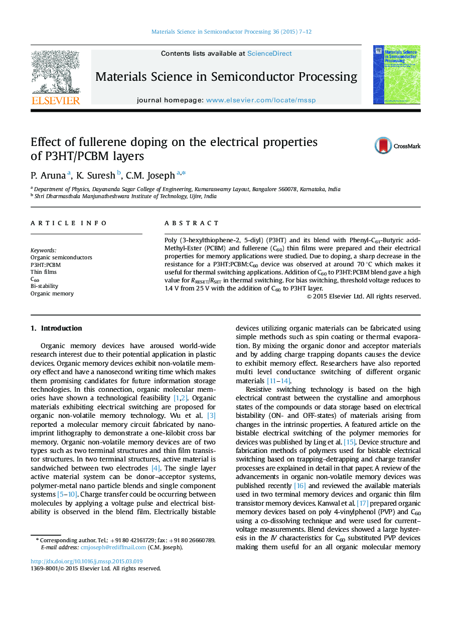Effect of fullerene doping on the electrical properties of P3HT/PCBM layers