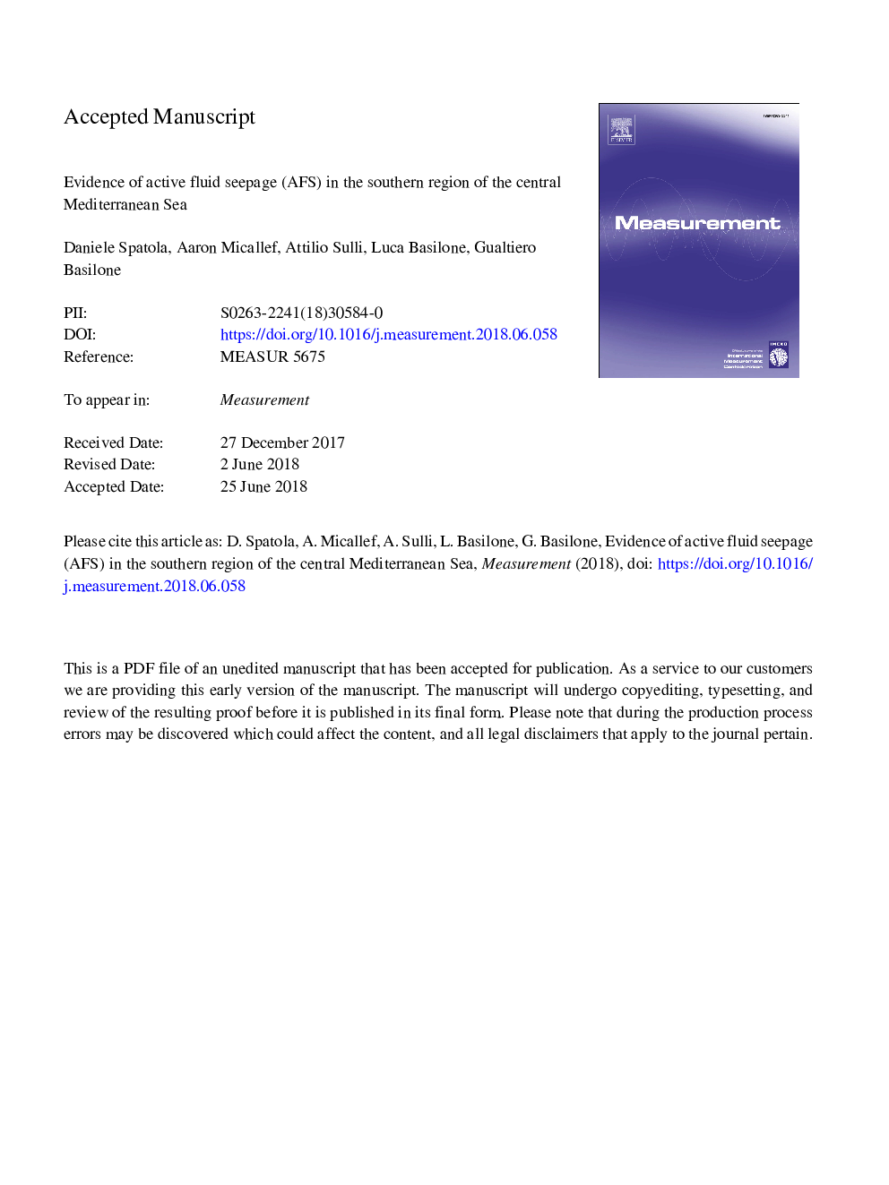 Evidence of active fluid seepage (AFS) in the southern region of the central Mediterranean Sea