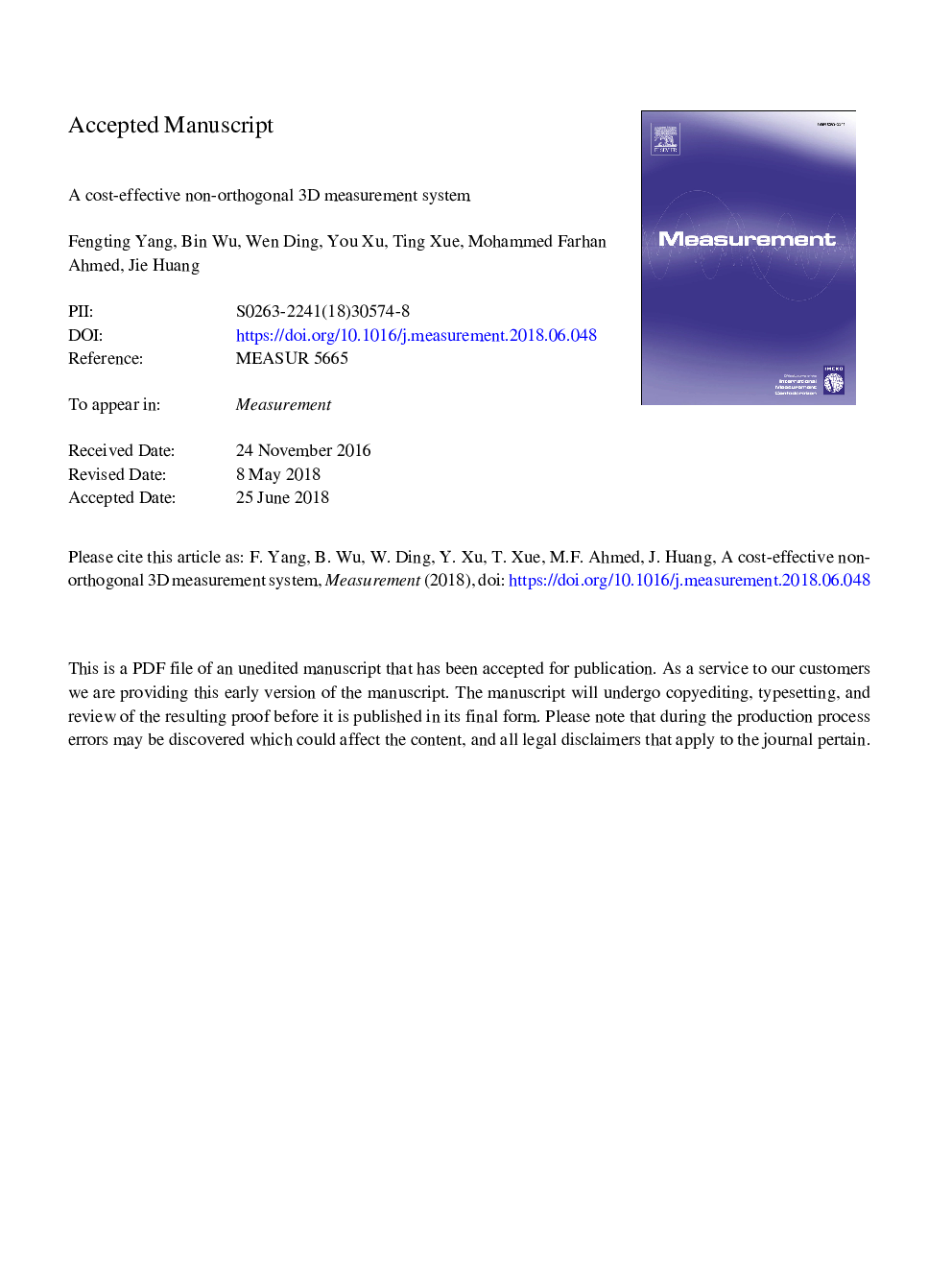 A cost-effective non-orthogonal 3D measurement system