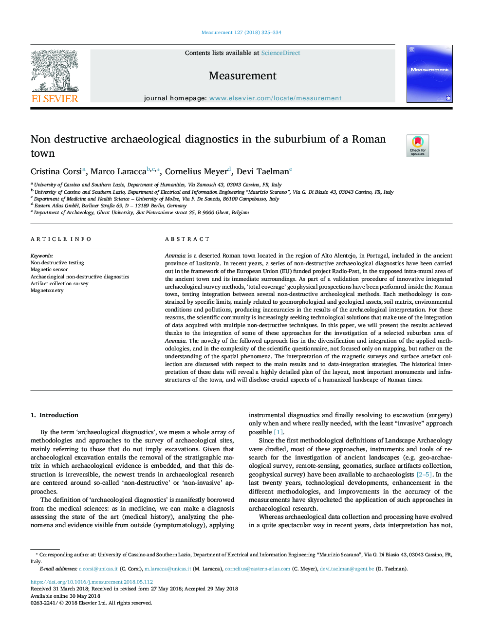 Non destructive archaeological diagnostics in the suburbium of a Roman town