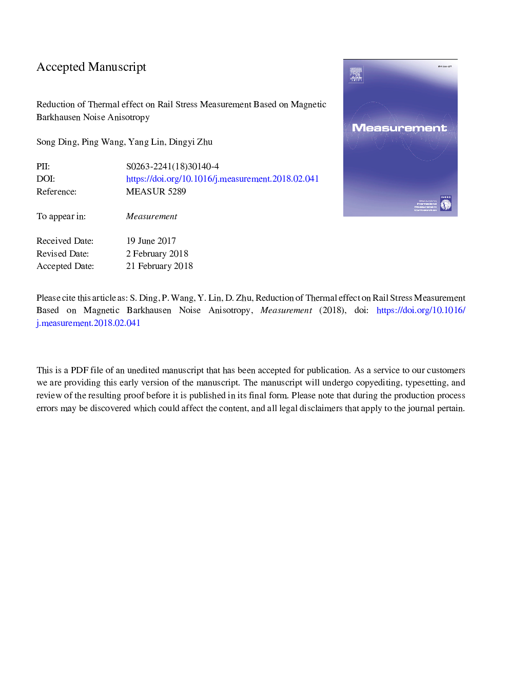 Reduction of thermal effect on rail stress measurement based on magnetic Barkhausen noise anisotropy