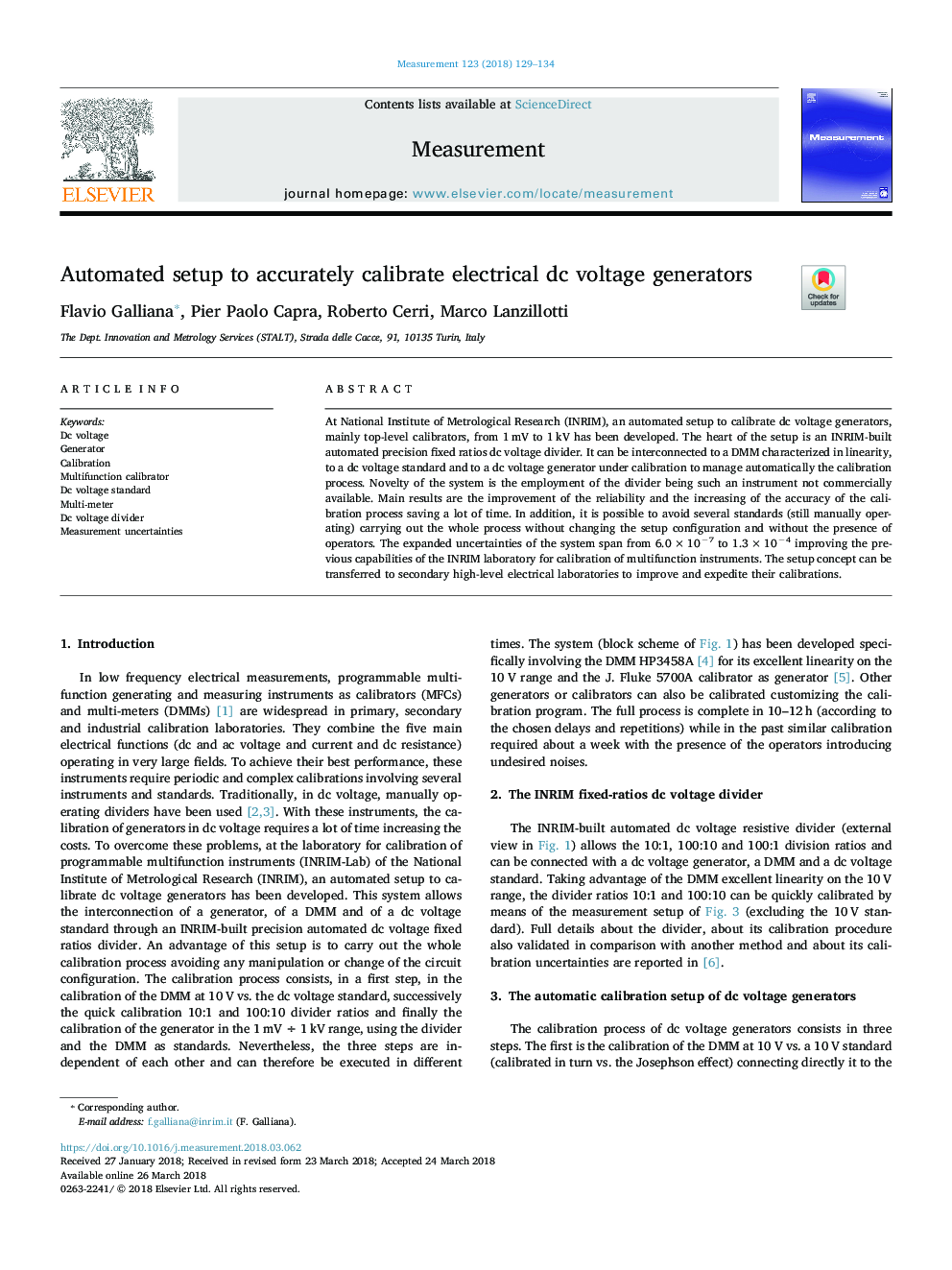 Automated setup to accurately calibrate electrical dc voltage generators