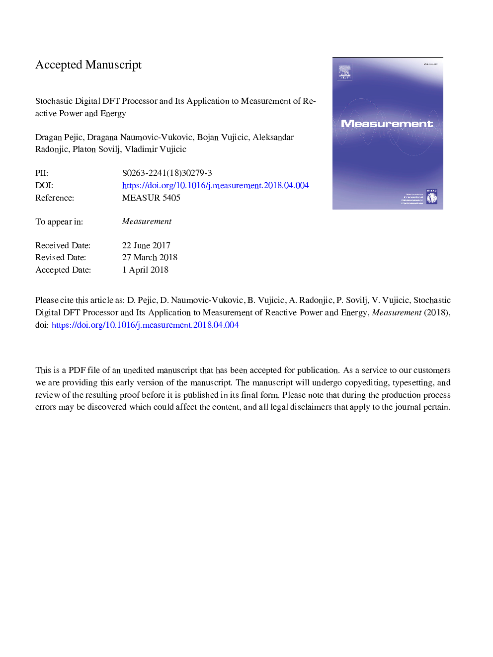 Stochastic digital DFT processor and its application to measurement of reactive power and energy