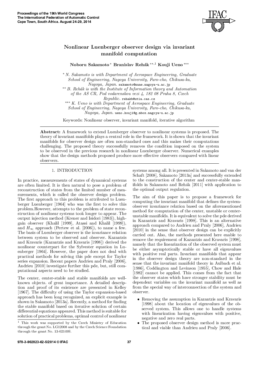 Nonlinear Luenberger observer design via invariant manifold computation 