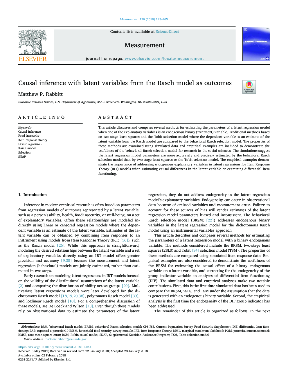 Causal inference with latent variables from the Rasch model as outcomes