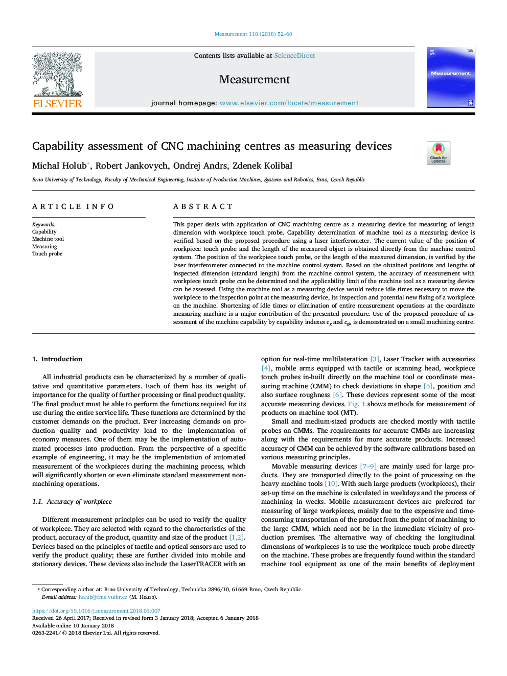 Capability assessment of CNC machining centres as measuring devices