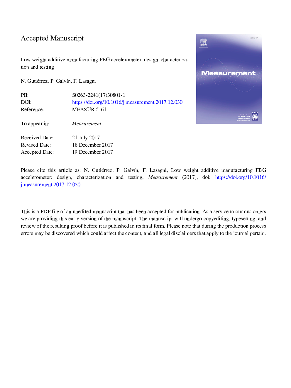 Low weight additive manufacturing FBG accelerometer: Design, characterization and testing