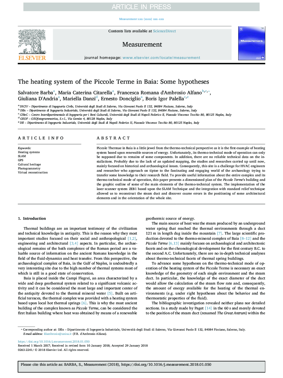 The heating system of the Piccole Terme in Baia: Some hypotheses