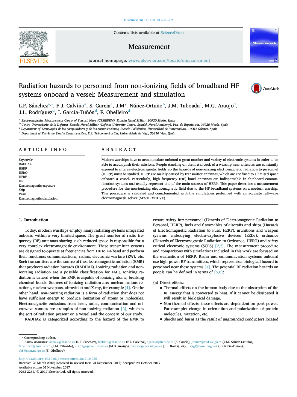 Radiation hazards to personnel from non-ionizing fields of broadband HF systems onboard a vessel: Measurement and simulation