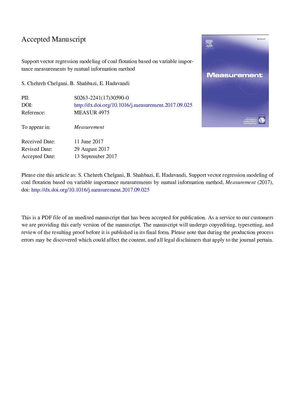 مدل رگرسیون برداری فلوتاسیون ذغال سنگ بر اساس اندازه گیری های مهم متغیر با روش اطلاعات متقابل 