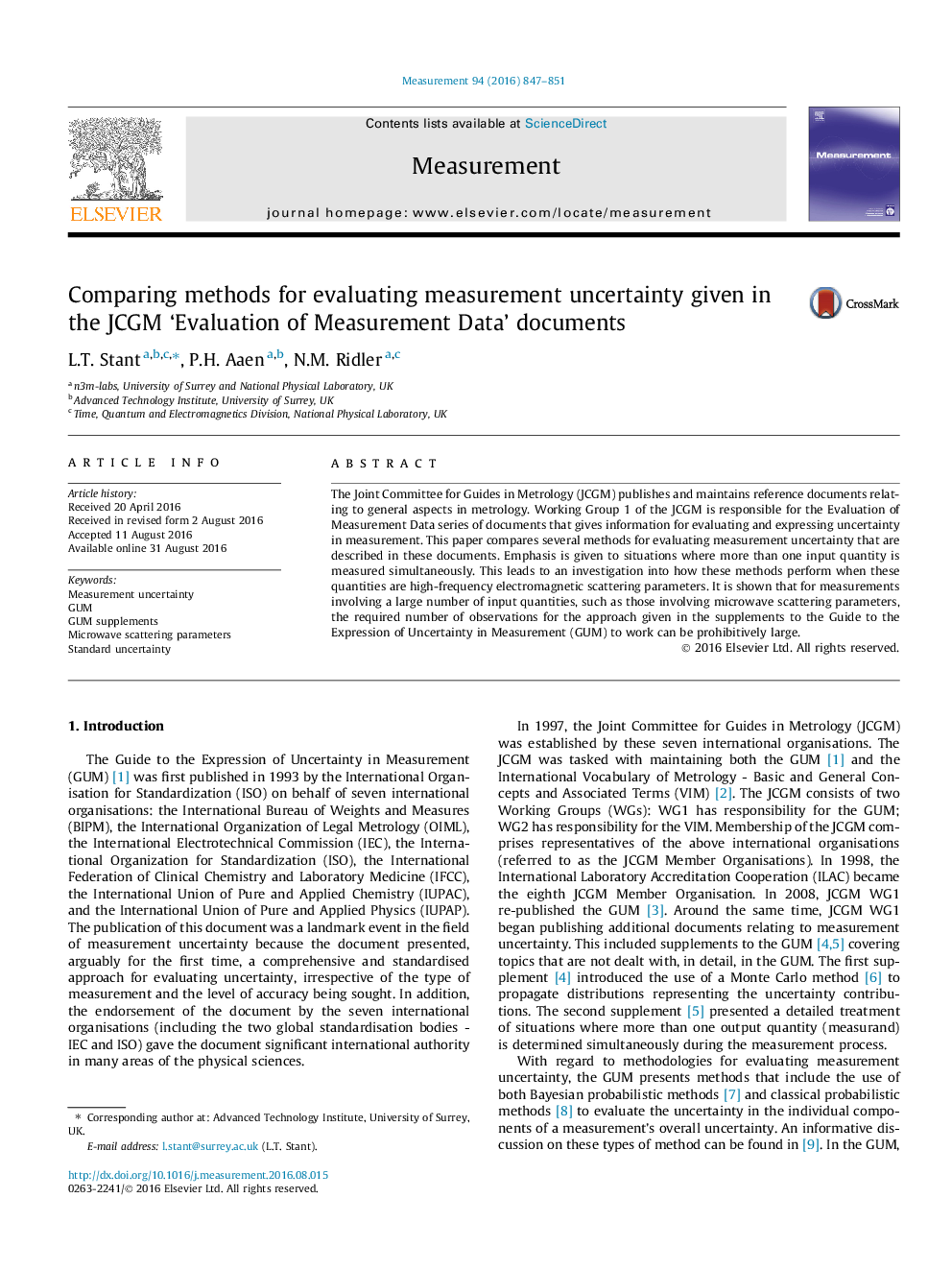 Comparing methods for evaluating measurement uncertainty given in the JCGM 'Evaluation of Measurement Data' documents