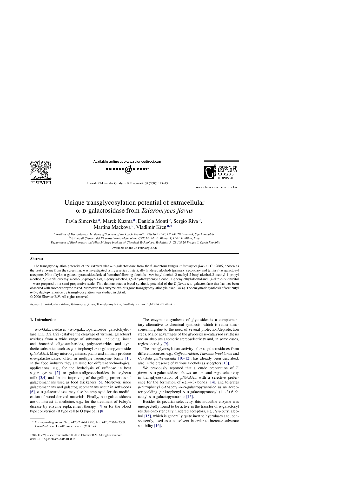 Unique transglycosylation potential of extracellular α-d-galactosidase from Talaromyces flavus