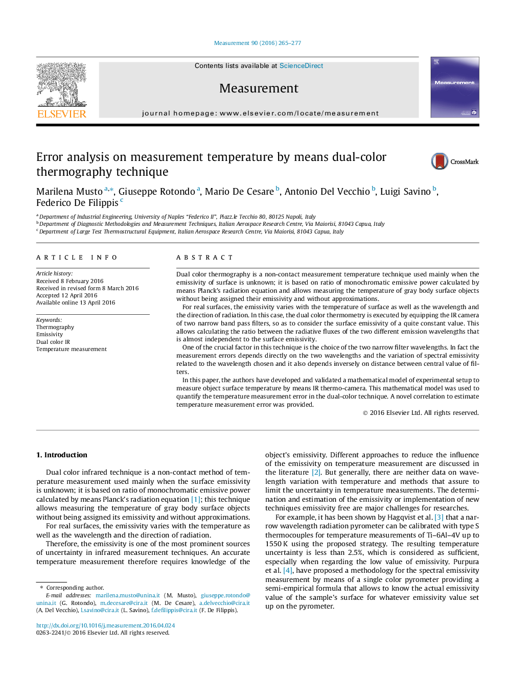 Error analysis on measurement temperature by means dual-color thermography technique