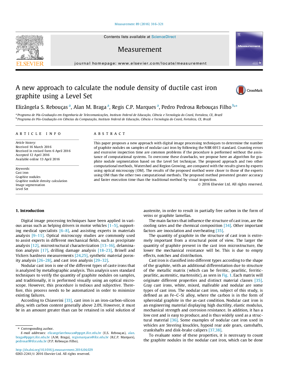 A new approach to calculate the nodule density of ductile cast iron graphite using a Level Set