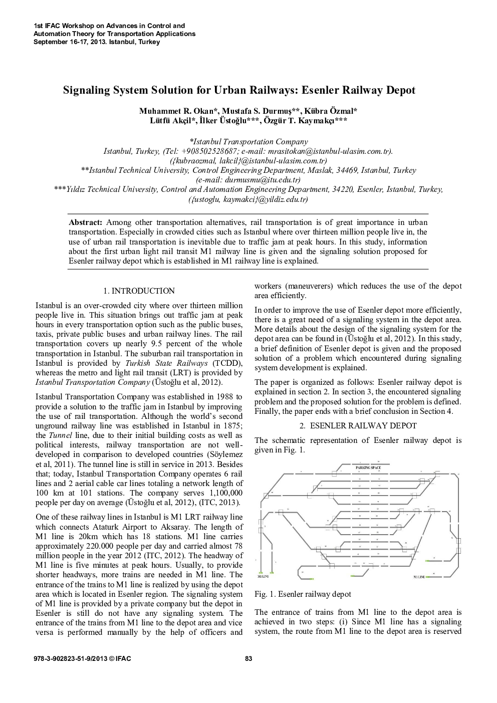 عکس صفحه اول مقاله: Signaling System Solution for Urban Railways: Esenler Railway Depot Signaling System Solution for Urban Railways: Esenler Railway Depot