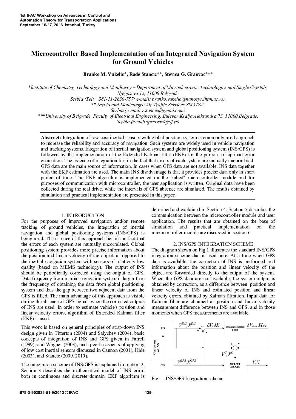 Microcontroller Based Implementation of an Integrated Navigation System for Ground Vehicles