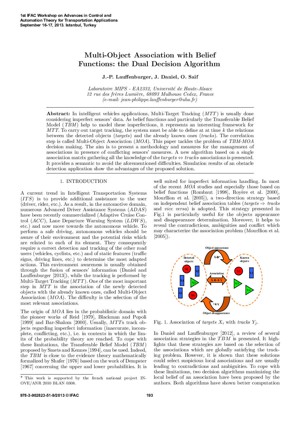 عکس صفحه اول مقاله: Multi-Object Association with Belief Functions: the Dual Decision Algorithm Multi-Object Association with Belief Functions: the Dual Decision Algorithm