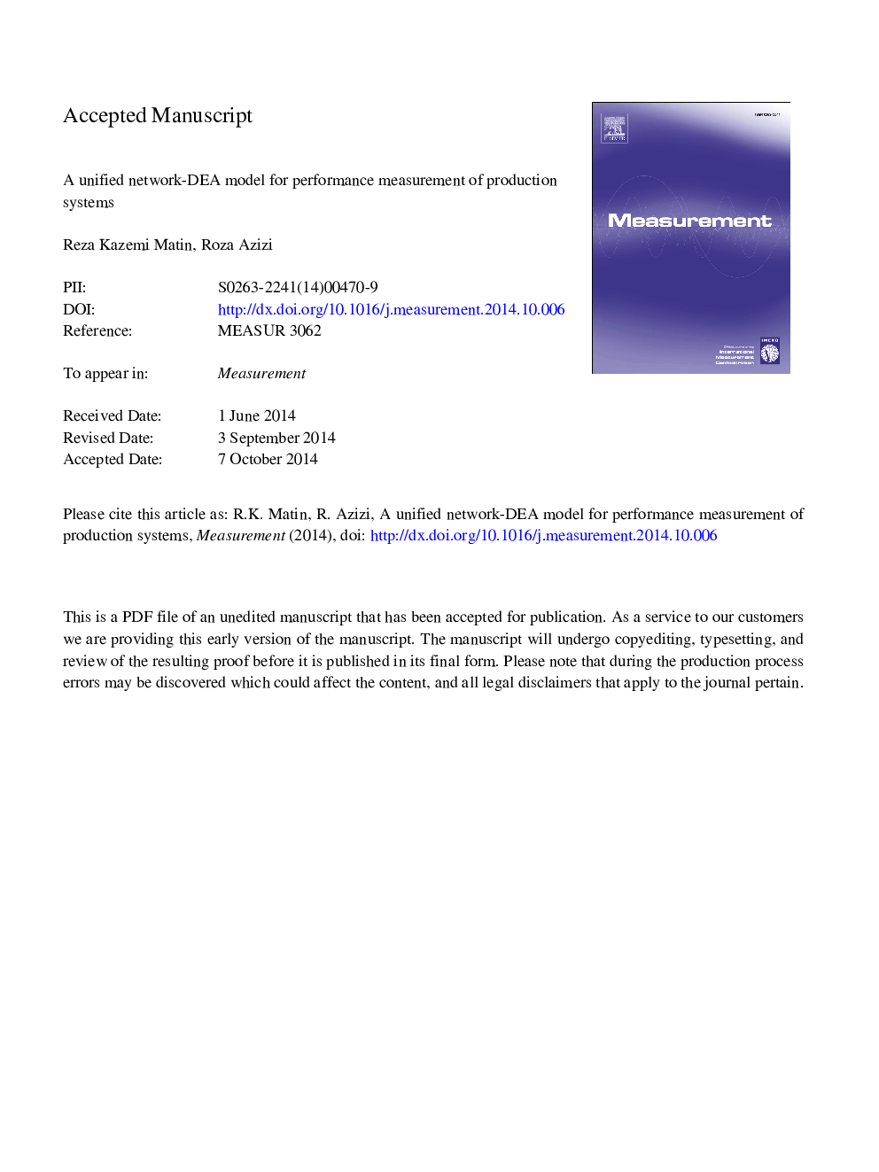 A unified network-DEA model for performance measurement of production systems