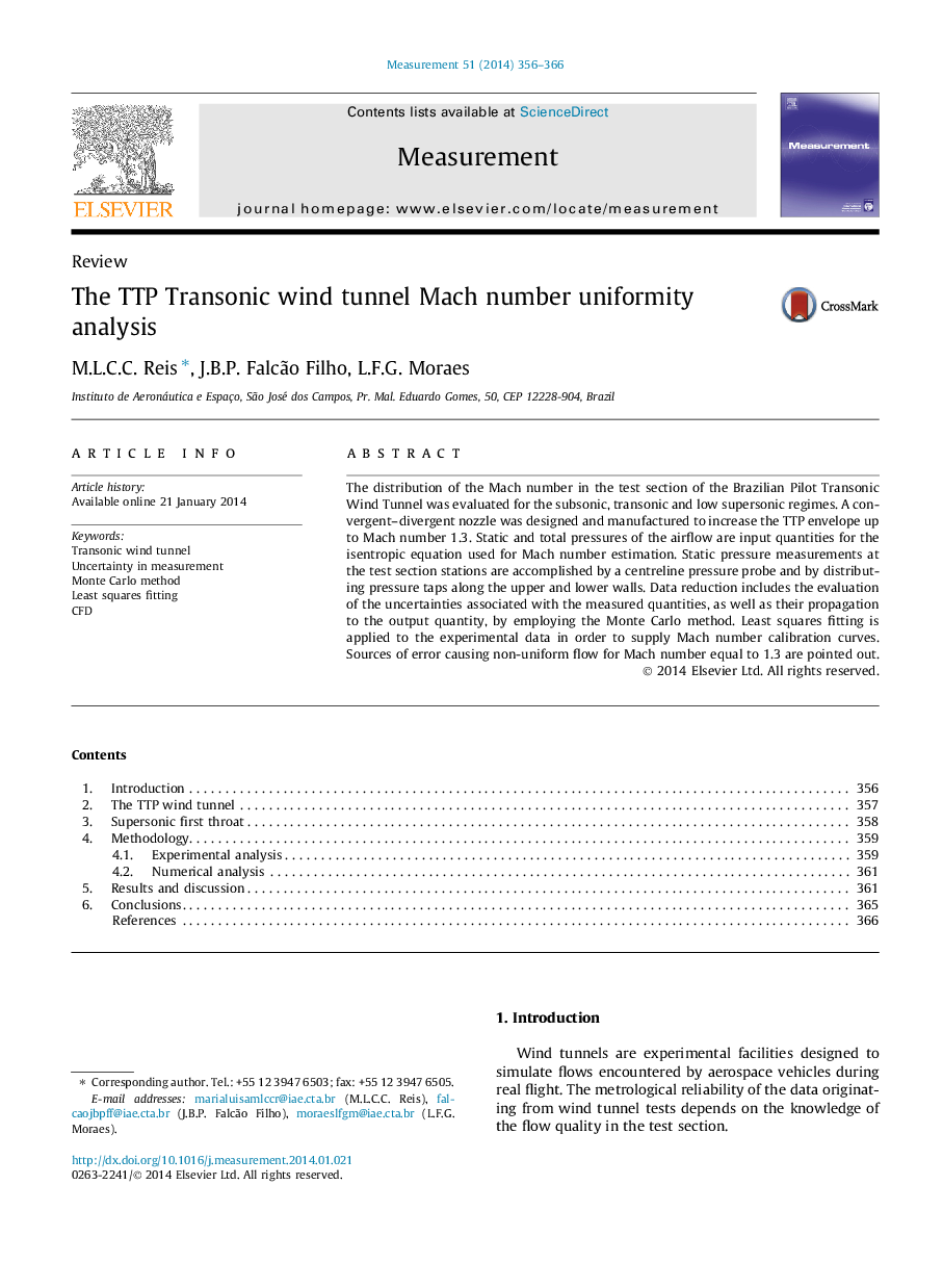 The TTP Transonic wind tunnel Mach number uniformity analysis