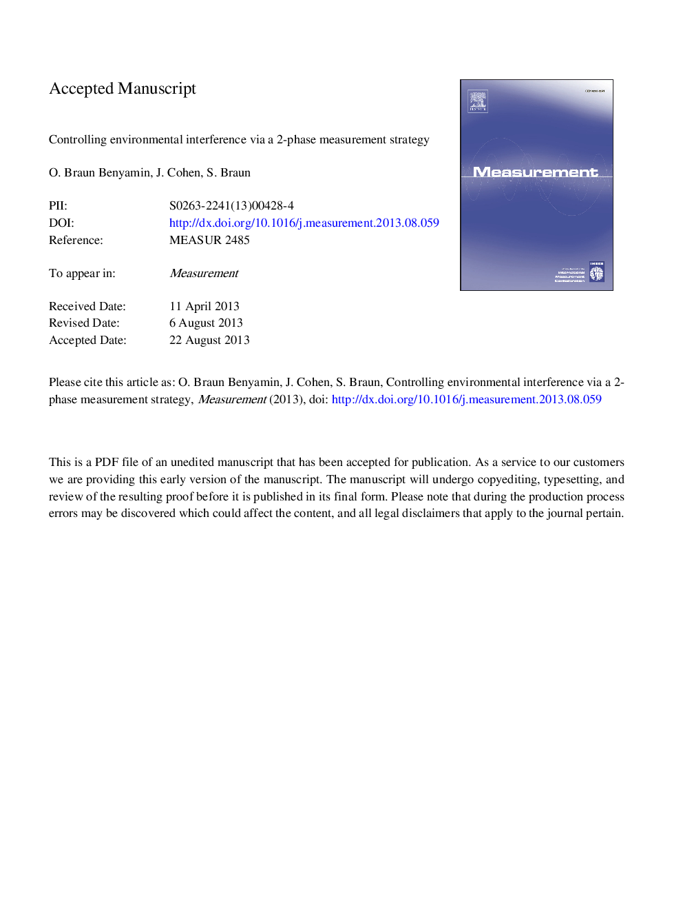 Controlling environmental interference via a 2-phase measurement strategy